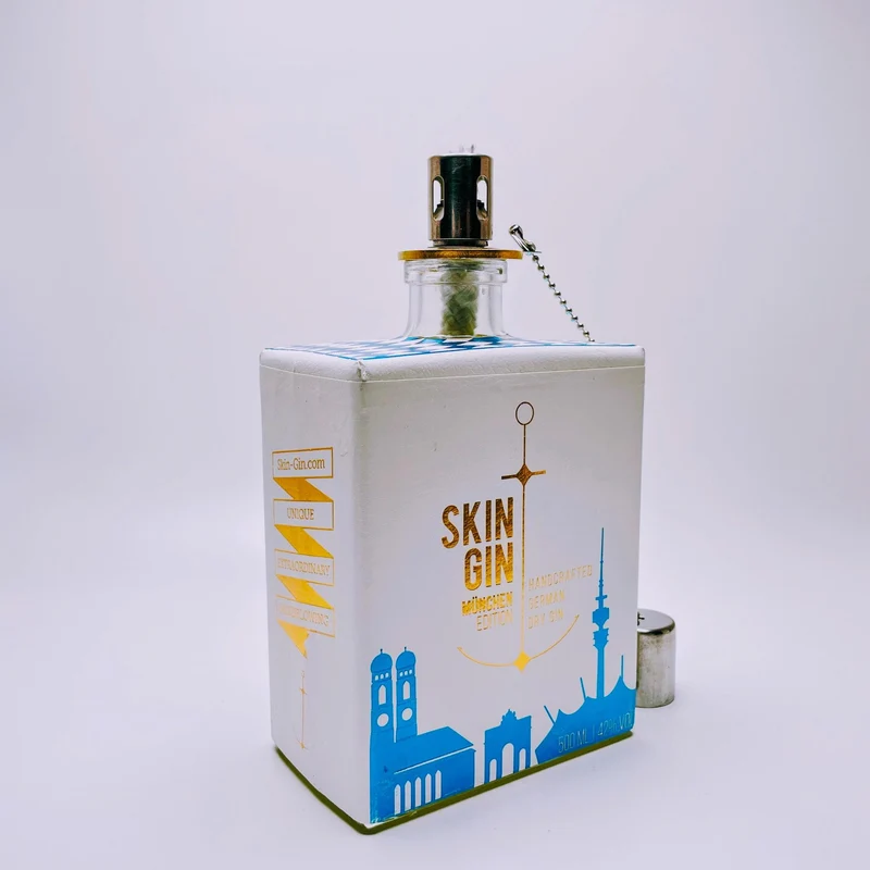 Gin Öllampe “Skin“ | Handgemachte Upcycling Lampe aus Gin Flasche | Vintage Deko | Individuell | Geschenkidee | Upcycling & Einzigartig