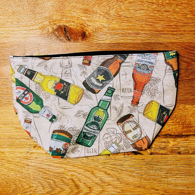 Brotkorb Bier-Motiv | Brotbeutel mit Bier-Flaschen-Design | Brötchentasche aus Stoff | Handgefertigt