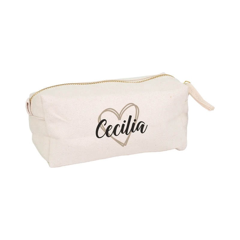 Beautycase & Schlampermäppchen mit Herz und Name personalisiert | Tasche als Geschenk für Frauen
