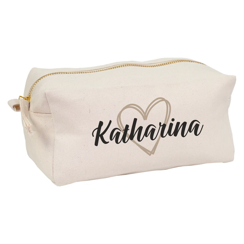 Beautycase & Schlampermäppchen mit Herz und Name personalisiert | Tasche als Geschenk für Frauen