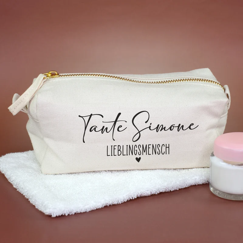 Schlampermäppchen & Beautycase mit Herz als Geschenk für Frauen | Tasche personalisiert in 2 Größen