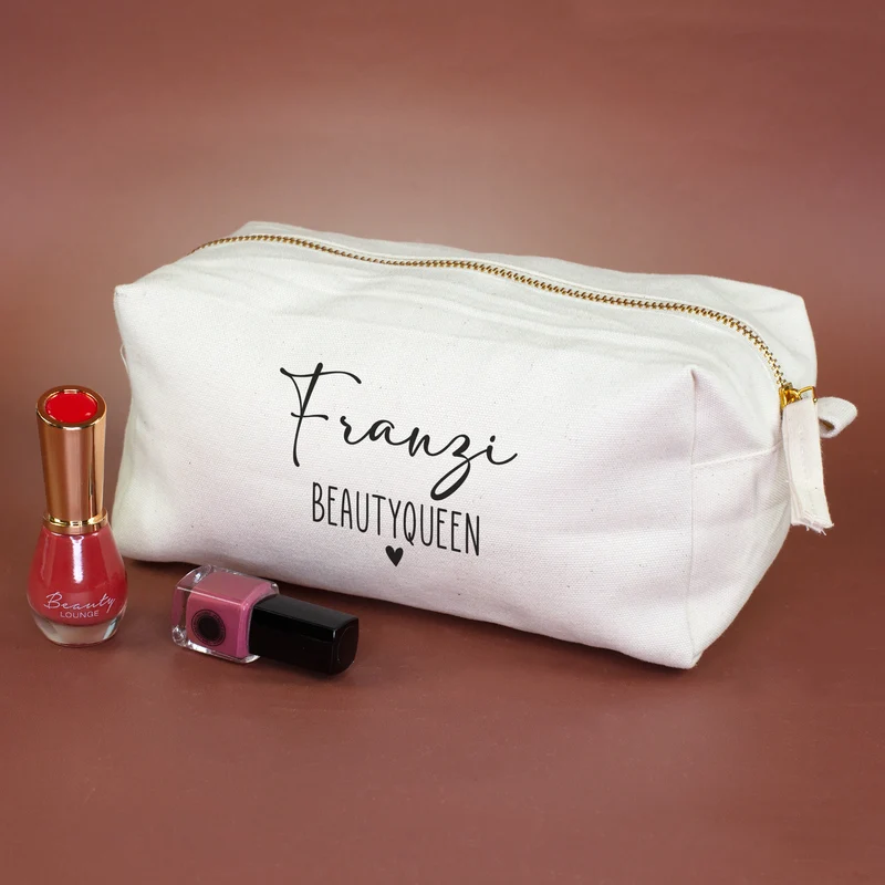 Schlampermäppchen & Beautycase mit Herz als Geschenk für Frauen | Tasche personalisiert in 2 Größen