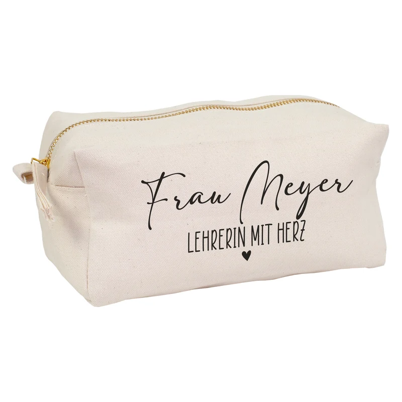 Schlampermäppchen & Beautycase mit Herz als Geschenk für Frauen | Tasche personalisiert in 2 Größen