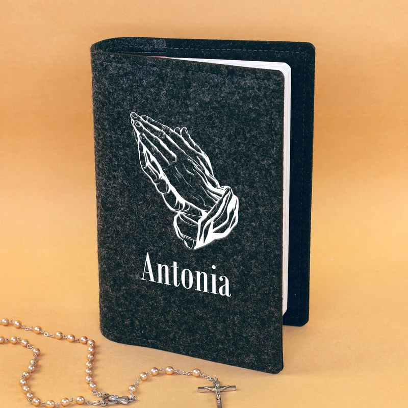 Personalisierte Buchhülle für Gotteslob mit Motiv betende Hände & Name | Hülle für Gesangbuch & Bibel