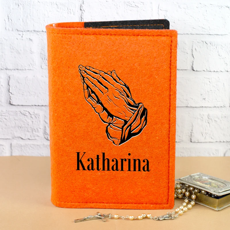 Personalisierte Buchhülle für Gotteslob mit Motiv betende Hände & Name | Hülle für Gesangbuch & Bibel