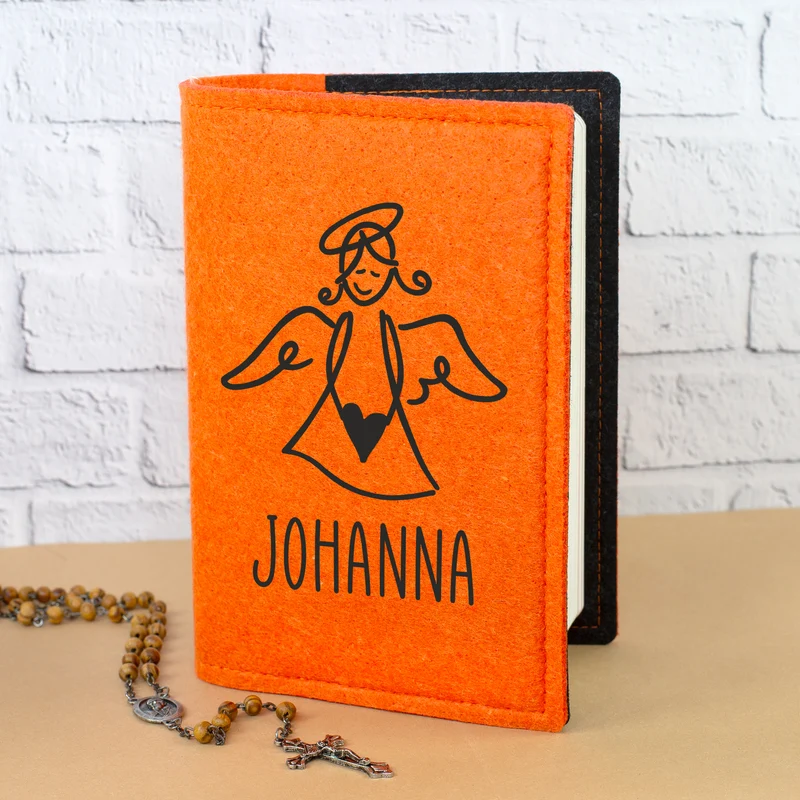 Buchhülle für Gotteslob mit Engel Motiv und Name personalisiert | Schutzhülle für Gesangbuch & Bibel