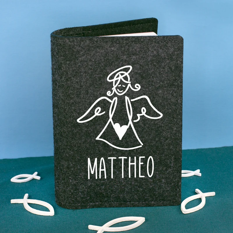 Buchhülle für Gotteslob mit Engel Motiv und Name personalisiert | Schutzhülle für Gesangbuch & Bibel
