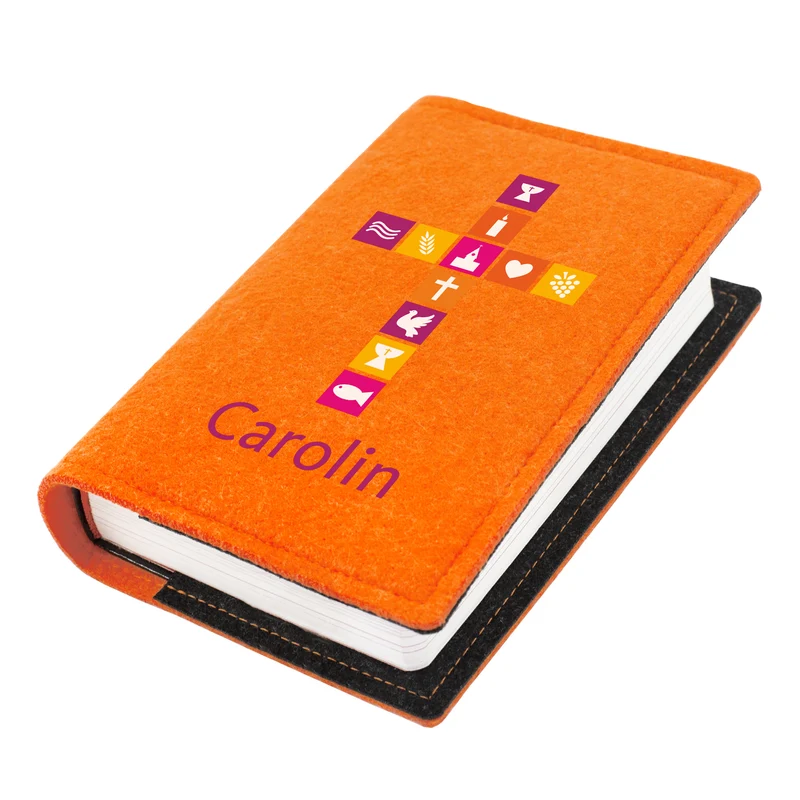 Personalisierte Buchhülle für Gotteslob & Gesangbuch mit Kreuz und Name | Geschenk für Mädchen und Frauen