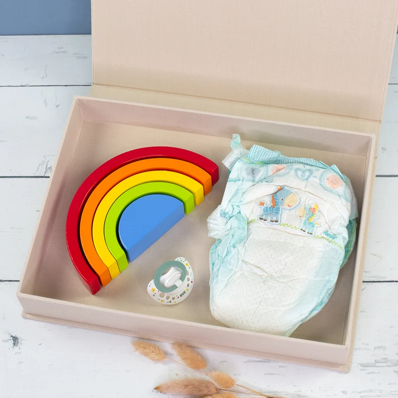 Handgearbeitete Erinnerungsbox als personalisiertes Geschenk zur Geburt für Jungen | Fotobox als Buch