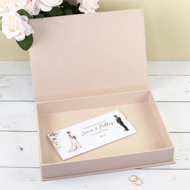 Personalisierte Erinnerungsbox Happy Days | Handgearbeitet Fotobox in Buchform für Hochzeit & Familie