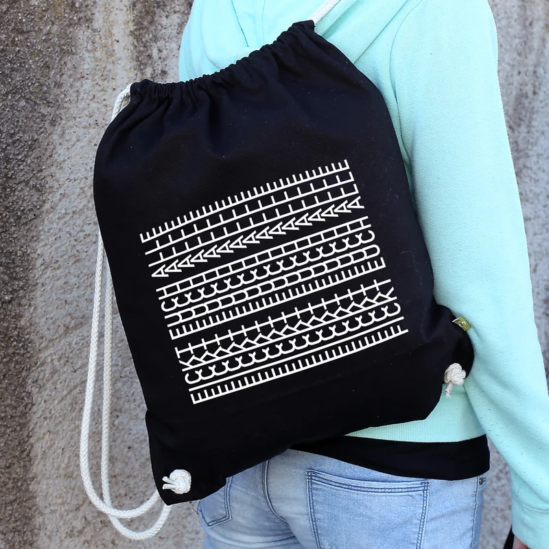 BIO Turnbeutel & Rucksack 'F*ckt euch alle' als lustiges Geschenk mit versteckter Botschaft in Schwarz