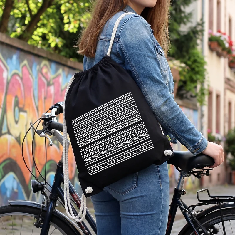 Turnbeutel 'Ich hasse Menschen' als lustiges Geschenk | BIO Rucksack mit versteckter Botschaft Schwarz