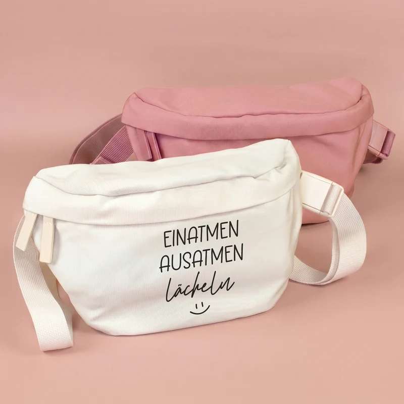 Bauchtasche 'Einatmen Ausatmen Lächeln' | Crossbody Tasche als lustiges Geschenk für Frauen & Kollegen