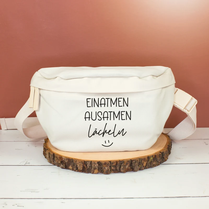 Bauchtasche 'Einatmen Ausatmen Lächeln' | Crossbody Tasche als lustiges Geschenk für Frauen & Kollegen