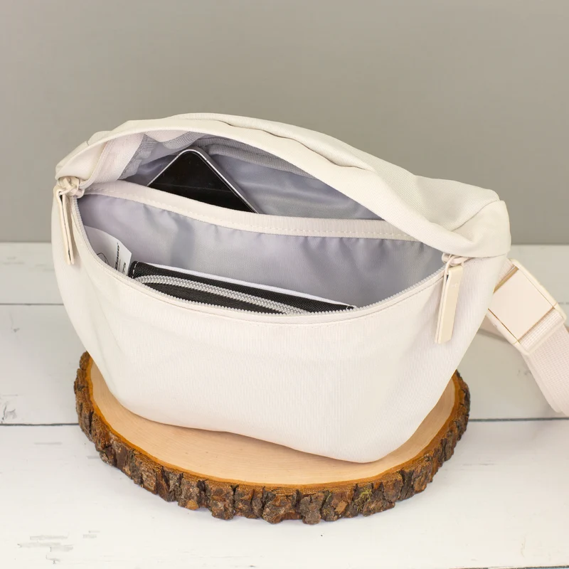Bauchtasche personalisiert mit Name in Beige o. Rosa 'Dog Mom' | Gürteltasche für Hunde Mama & Frauen