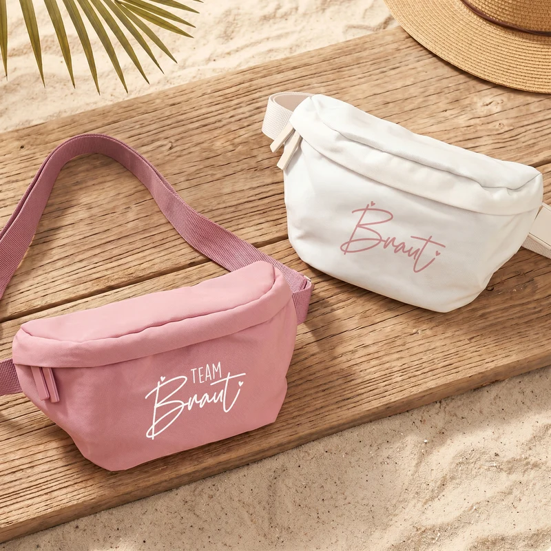 JGA Bauchtasche für Braut & Team Braut | Junggesellenabschied Tasche in Rosa oder Creme für Frauen