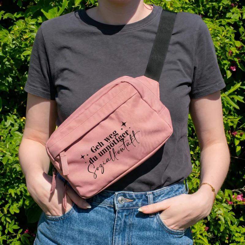 Bauchtasche 'Unnötiger Sozialkontakt' | Umhängetasche als lustiges Geschenk für Frauen mit Farbwahl