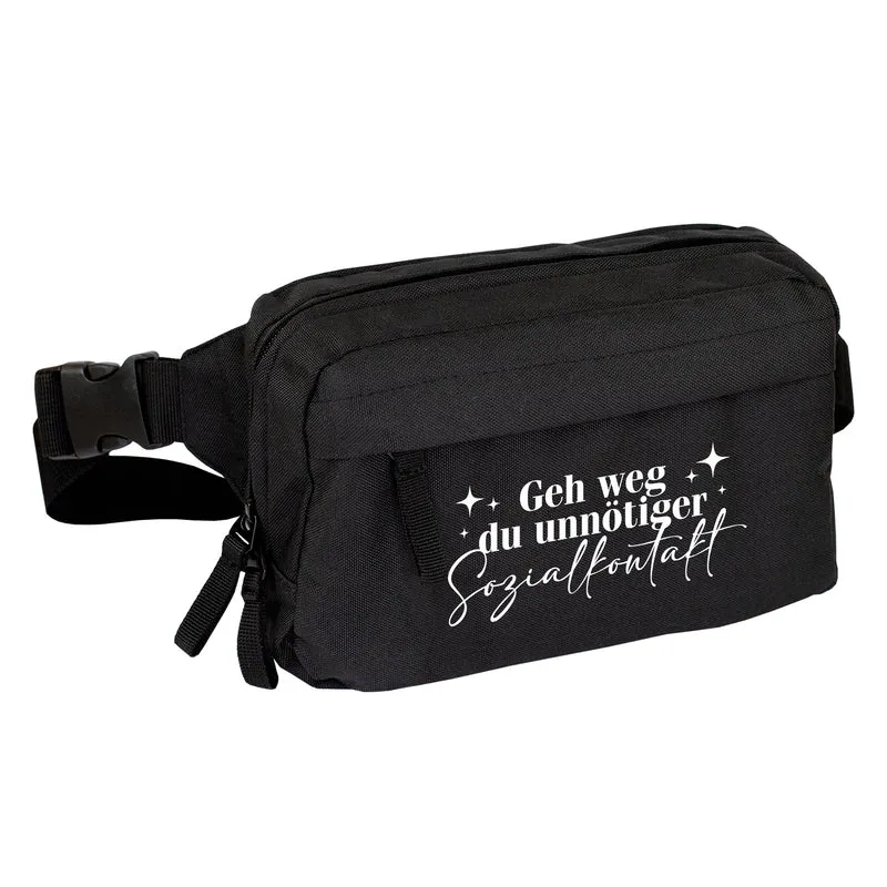 Bauchtasche 'Unnötiger Sozialkontakt' | Umhängetasche als lustiges Geschenk für Frauen mit Farbwahl