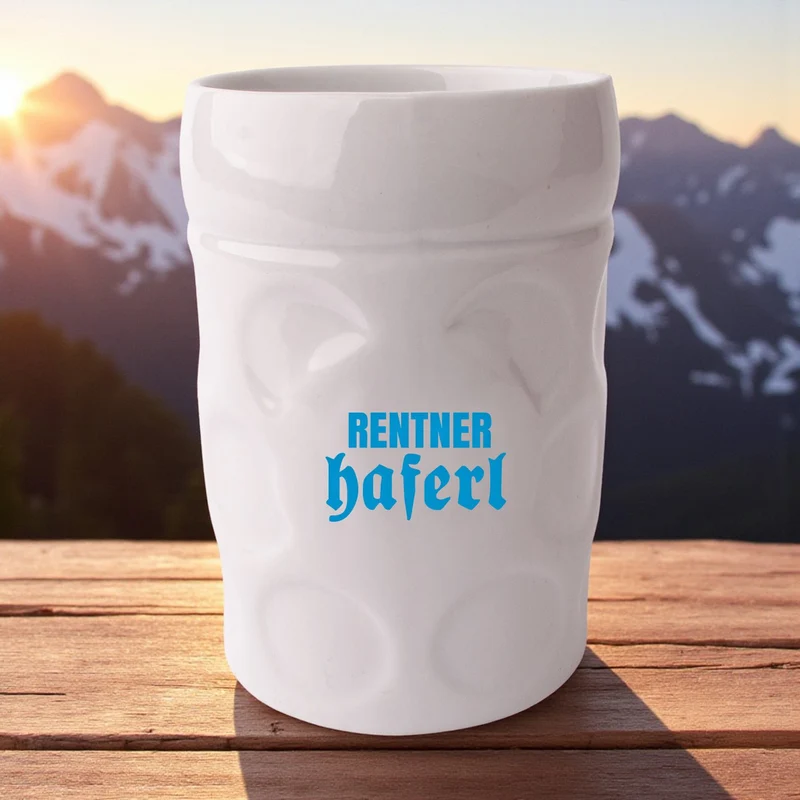 Maßkrug-Kaffeetasse "Rentner Haferl"