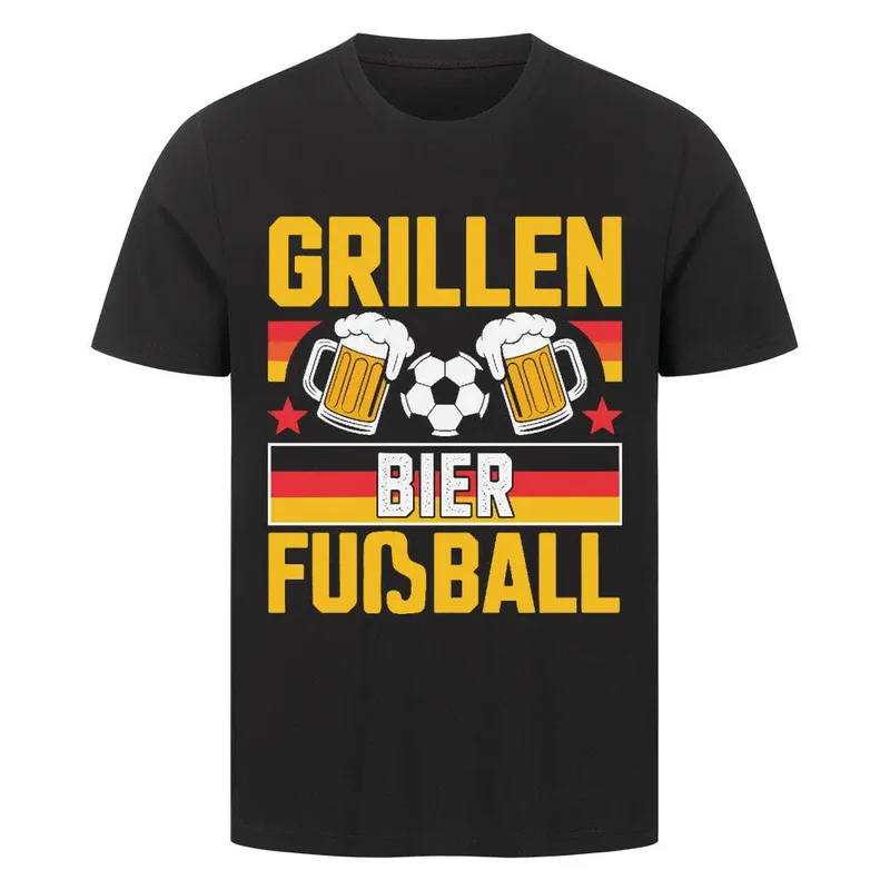 Grillen T-Shirt – Bier & Fußball Shirt für Fans (Frontdruck)