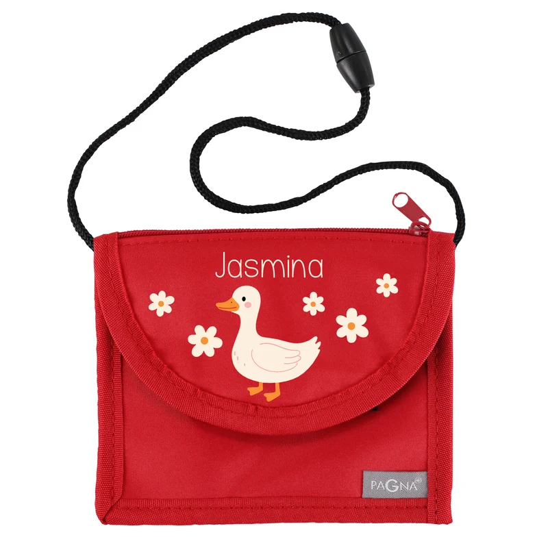 Brustbeutel personalisierbar mit Name & Enten Motiv | Geschenk für Mädchen | Farbauswahl