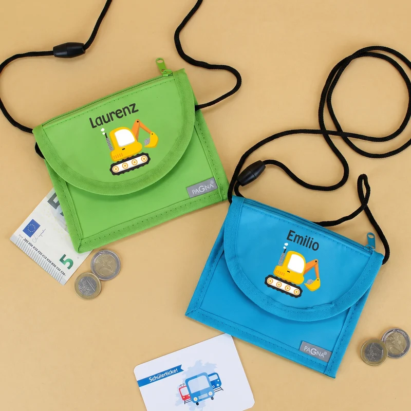 Personalisierter Brustbeutel mit Name & Bagger | Geschenk für Jungen | Farbauswahl
