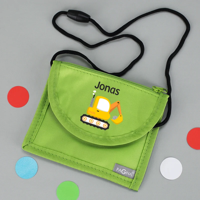 Personalisierter Brustbeutel mit Name & Bagger | Geschenk für Jungen | Farbauswahl