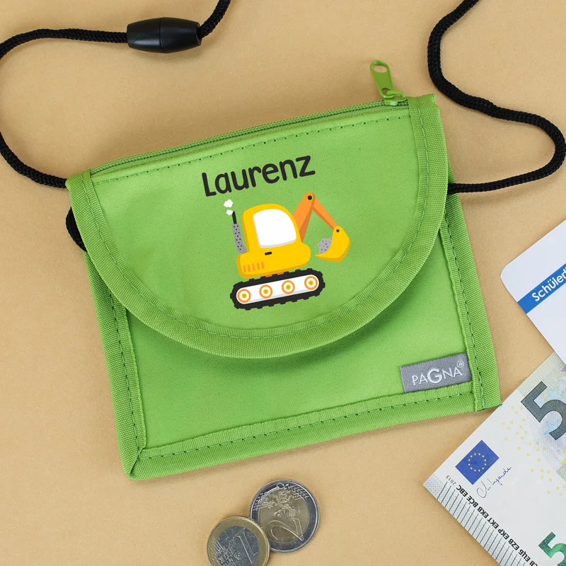 Personalisierter Brustbeutel mit Name & Bagger | Geschenk für Jungen | Farbauswahl