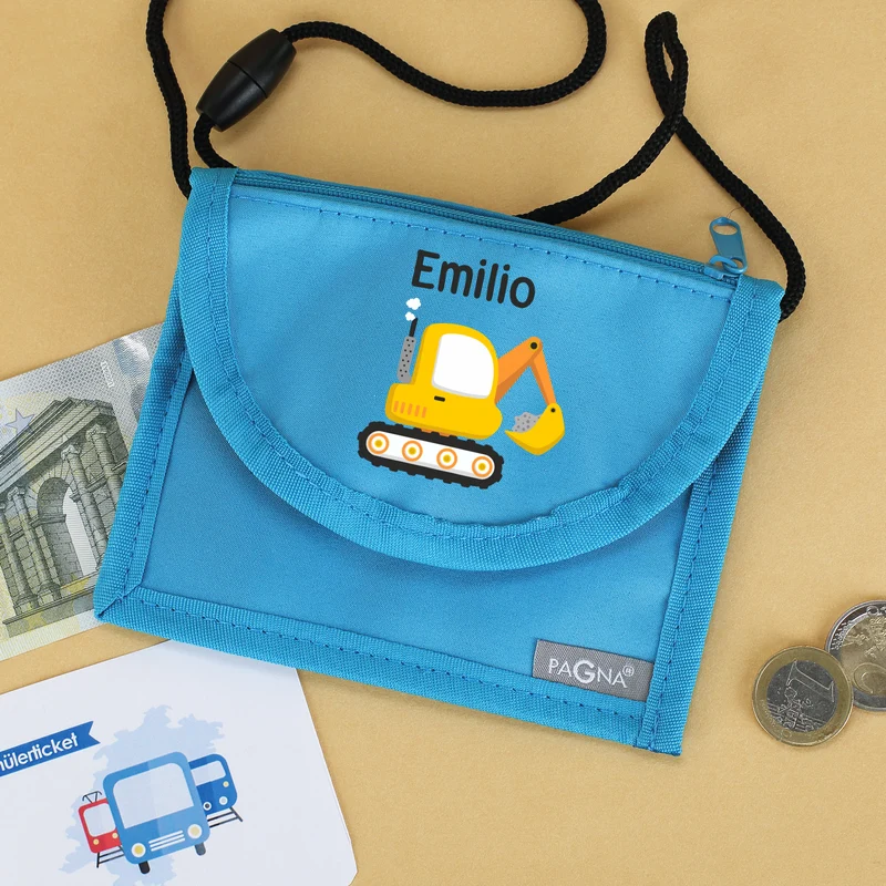 Personalisierter Brustbeutel mit Name & Bagger | Geschenk für Jungen | Farbauswahl