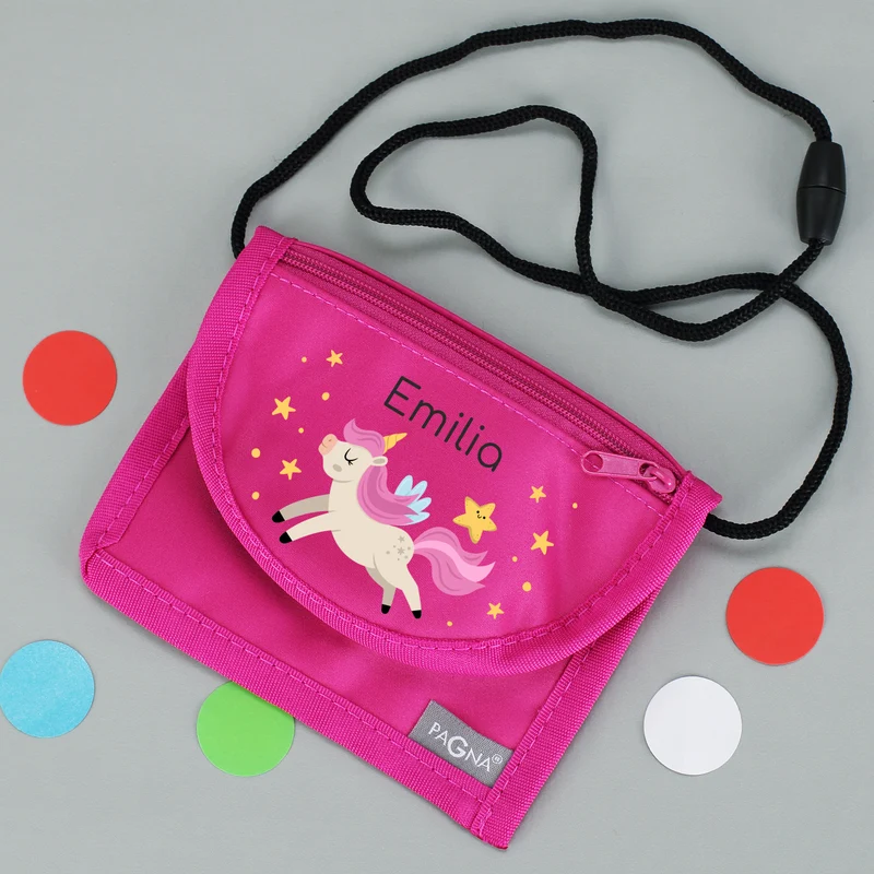 Einhorn Brustbeutel personalisiert mit Name | Geschenk für Mädchen | Farbauswahl