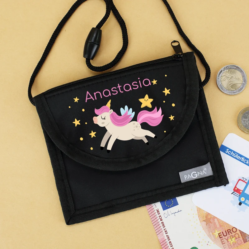 Einhorn Brustbeutel personalisiert mit Name | Geschenk für Mädchen | Farbauswahl