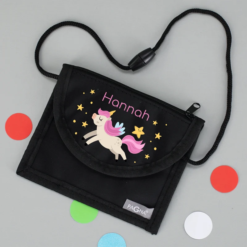Einhorn Brustbeutel personalisiert mit Name | Geschenk für Mädchen | Farbauswahl