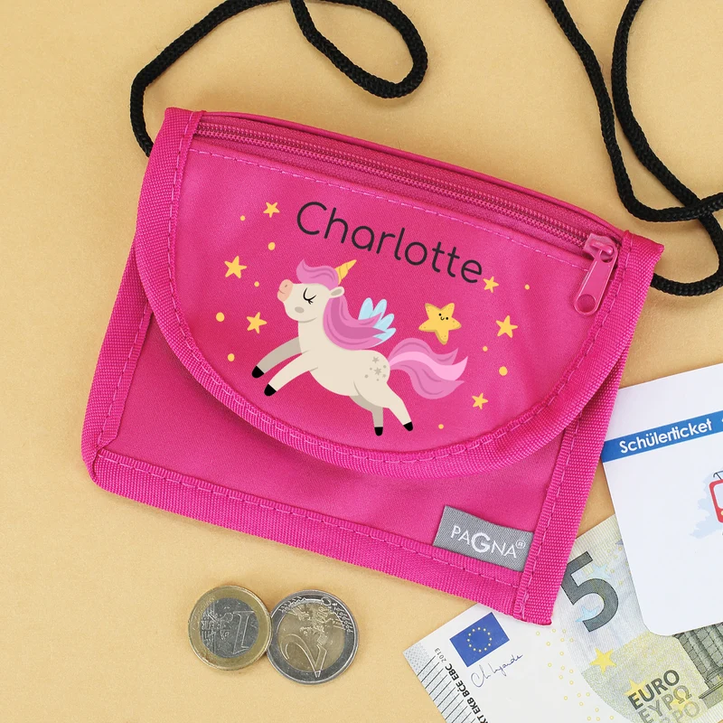Einhorn Brustbeutel personalisiert mit Name | Geschenk für Mädchen | Farbauswahl