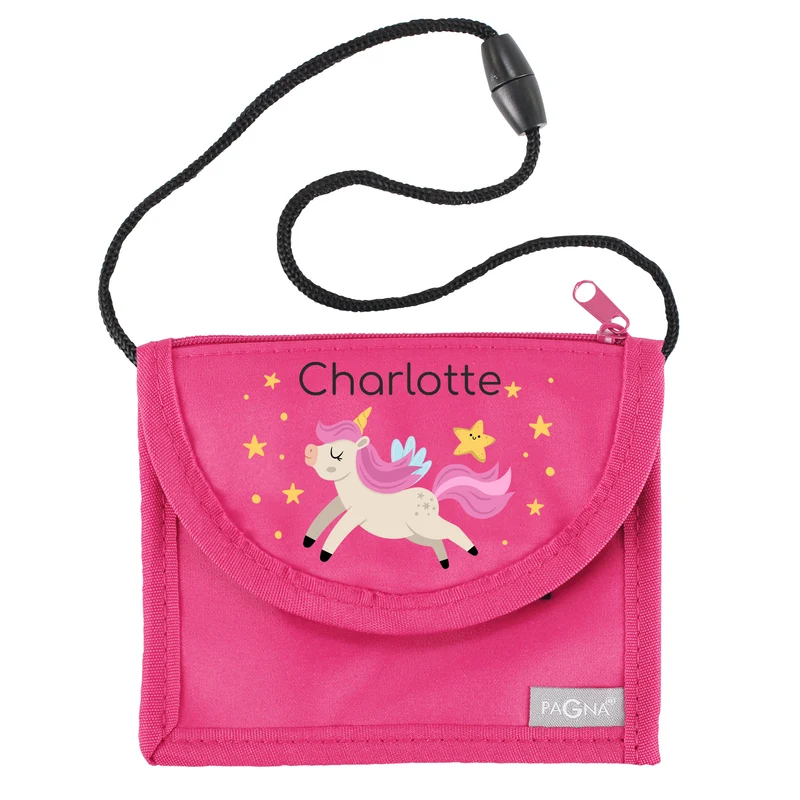 Einhorn Brustbeutel personalisiert mit Name | Geschenk für Mädchen | Farbauswahl