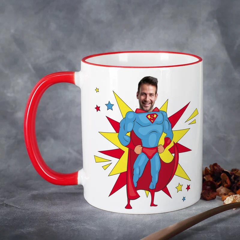 Personalisierte Superhelden Tasse mit Foto & Wunschtext | Männer Geschenk für Papa, Kollegen & Helden