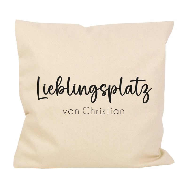 Personalisiertes Kissen 'Lieblingsplatz' mit Wunschtext | Geschenk zum Einzug & Hausbau für Wohnung