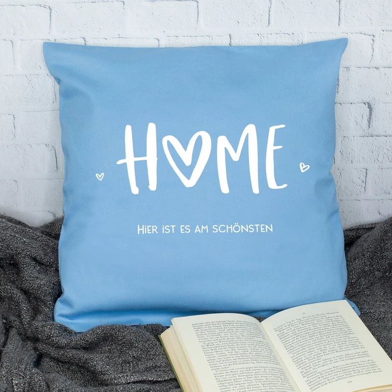 Personalisiertes HOME Kissen mit Wunschtext | Deko Geschenk zum Einzug, für neue Wohnung & Zuhause