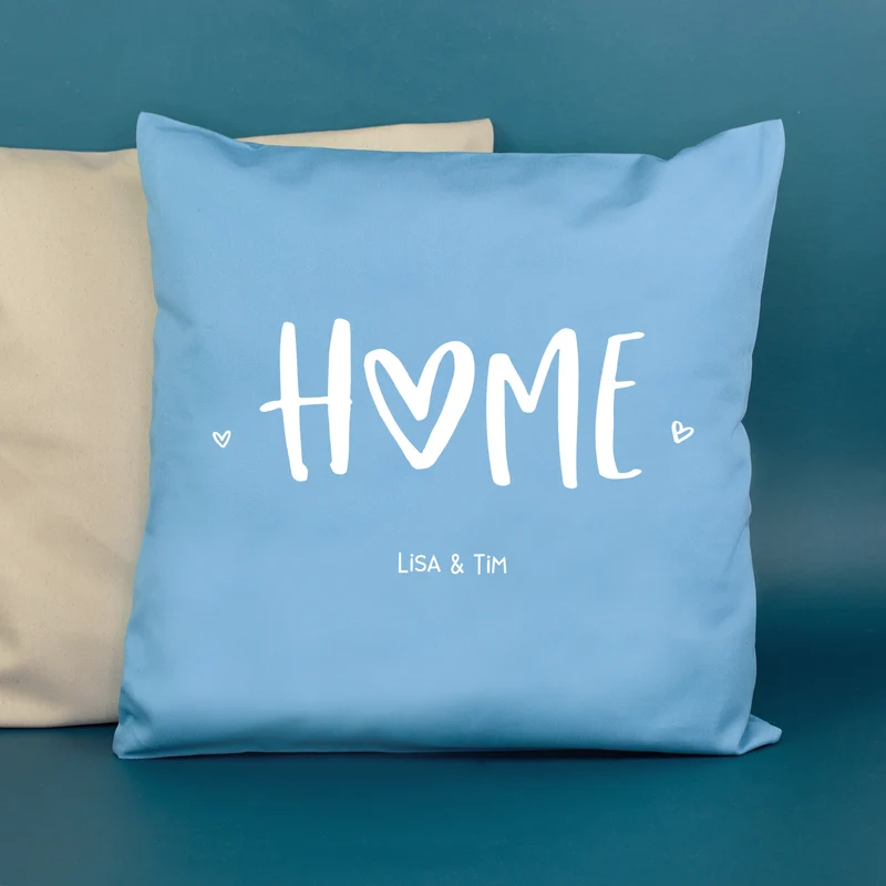 Personalisiertes HOME Kissen mit Wunschtext | Deko Geschenk zum Einzug, für neue Wohnung & Zuhause