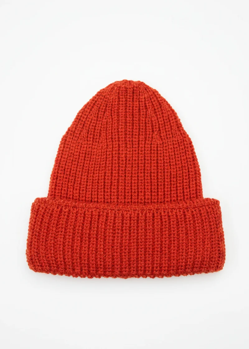 Zinnia Chunky Knit Merino Wool Hat | Orange Marl