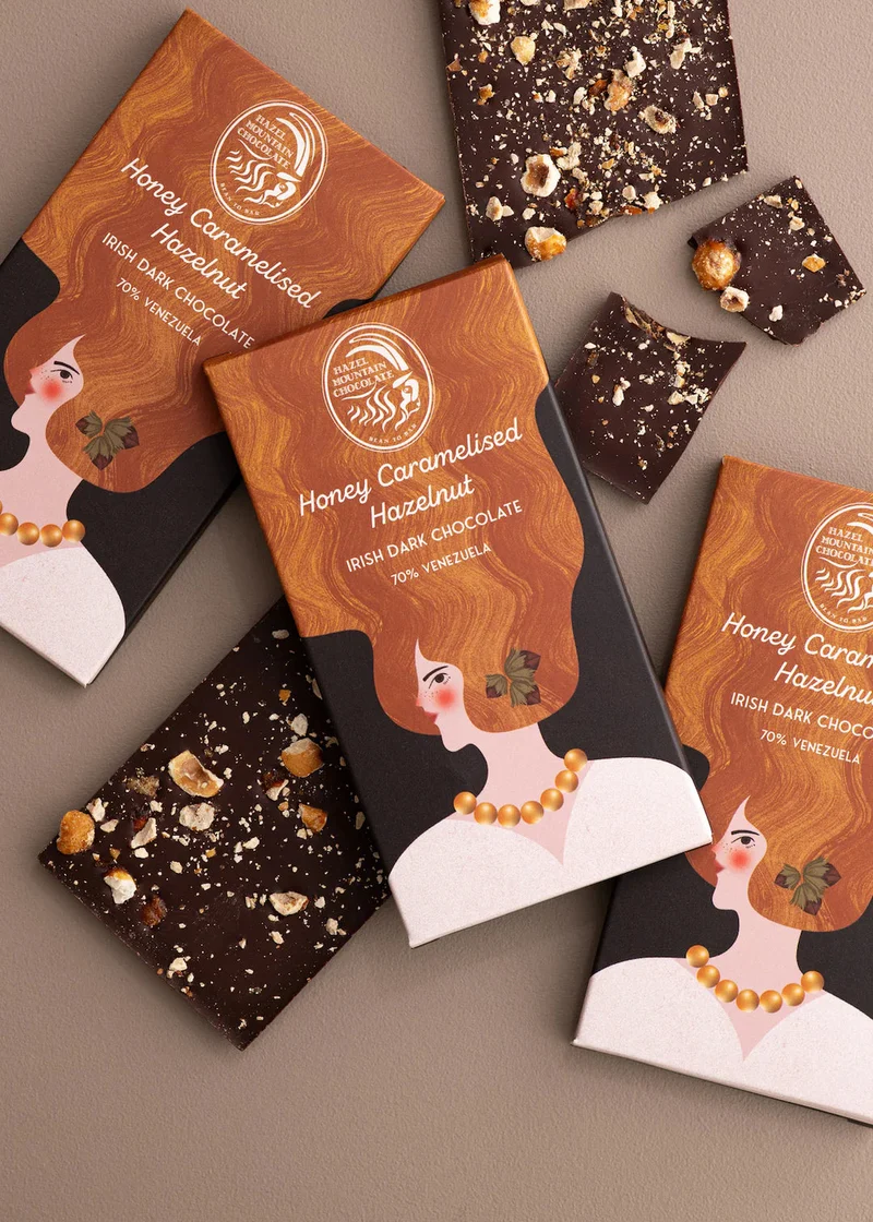 Honey Caramelised Hazelnut Irish Dark Chocolate | Hazel Mountain Chocolate