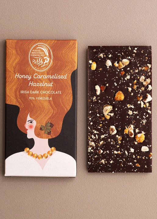 Honey Caramelised Hazelnut Irish Dark Chocolate | Hazel Mountain Chocolate