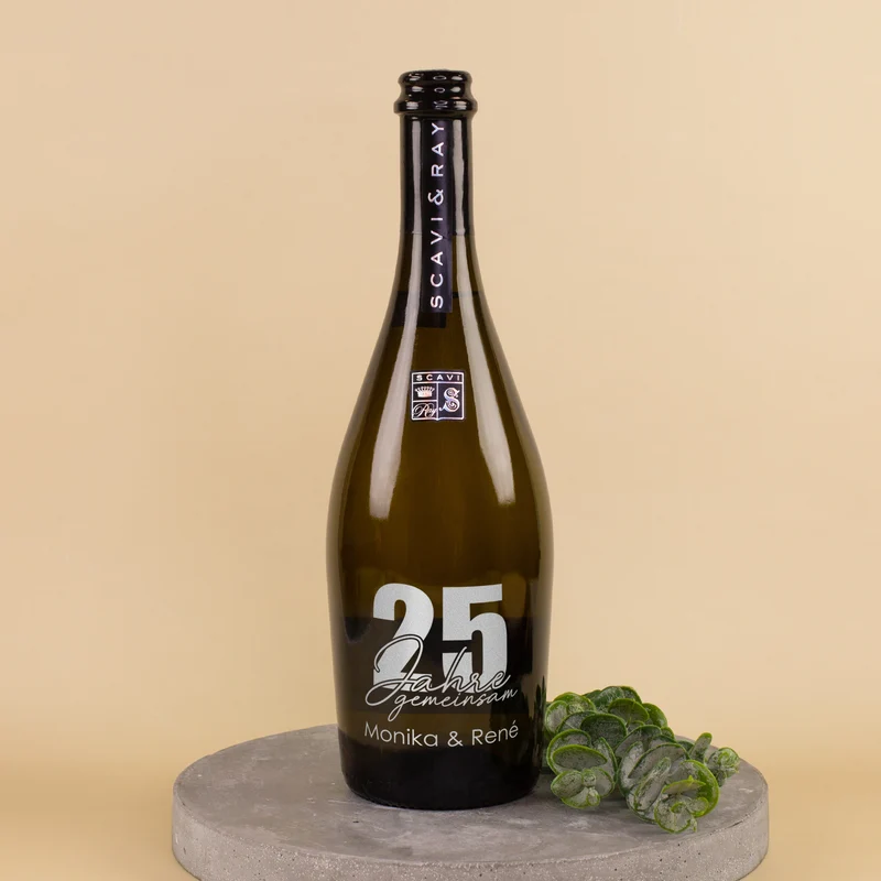 Scavi & Ray Prosecco Flasche mit Namensgravur als Geschenk zur Silberhochzeit | 750 ml