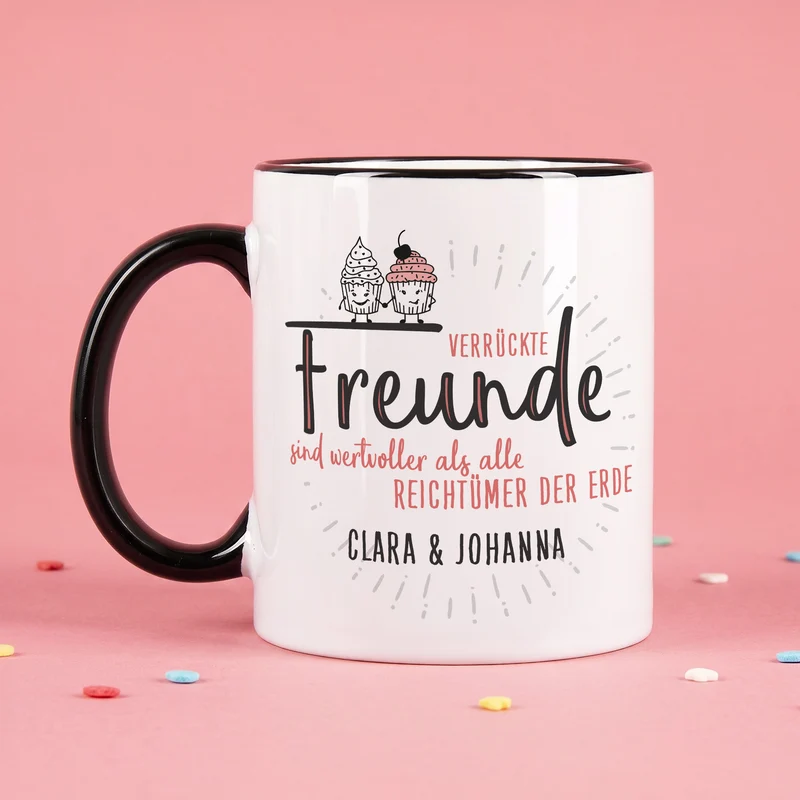 Verrückte Freunde - Tasse mit Wunschtext für beste Freundinnen & Freunde
