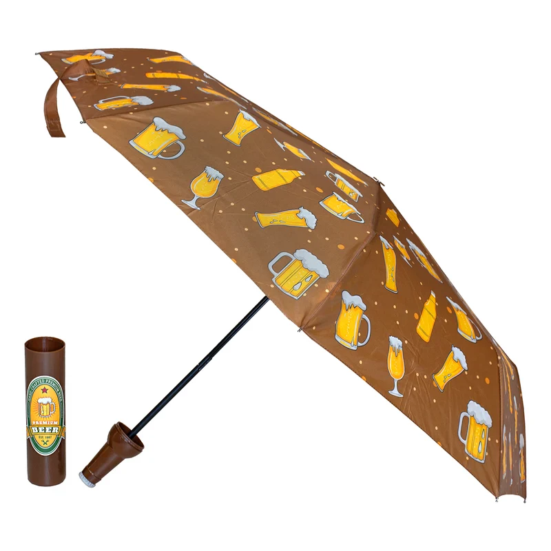 Taschen Regenschirm als Bierflasche