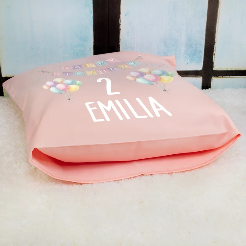 Kissen mit Ballon Motiv personalisiert für Kinder | Geschenk zum Geburtstag für Jungen & Mädchen