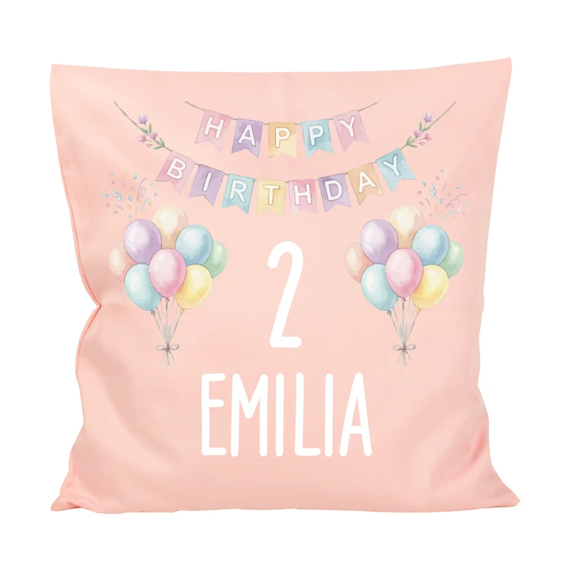 Kissen mit Ballon Motiv personalisiert für Kinder | Geschenk zum Geburtstag für Jungen & Mädchen