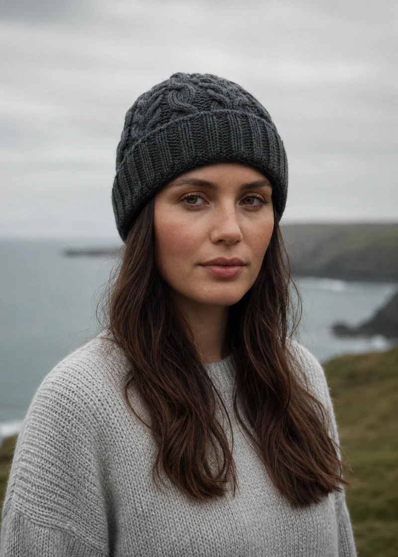 Aran Pure Wool Worsted Hat | Charcoal