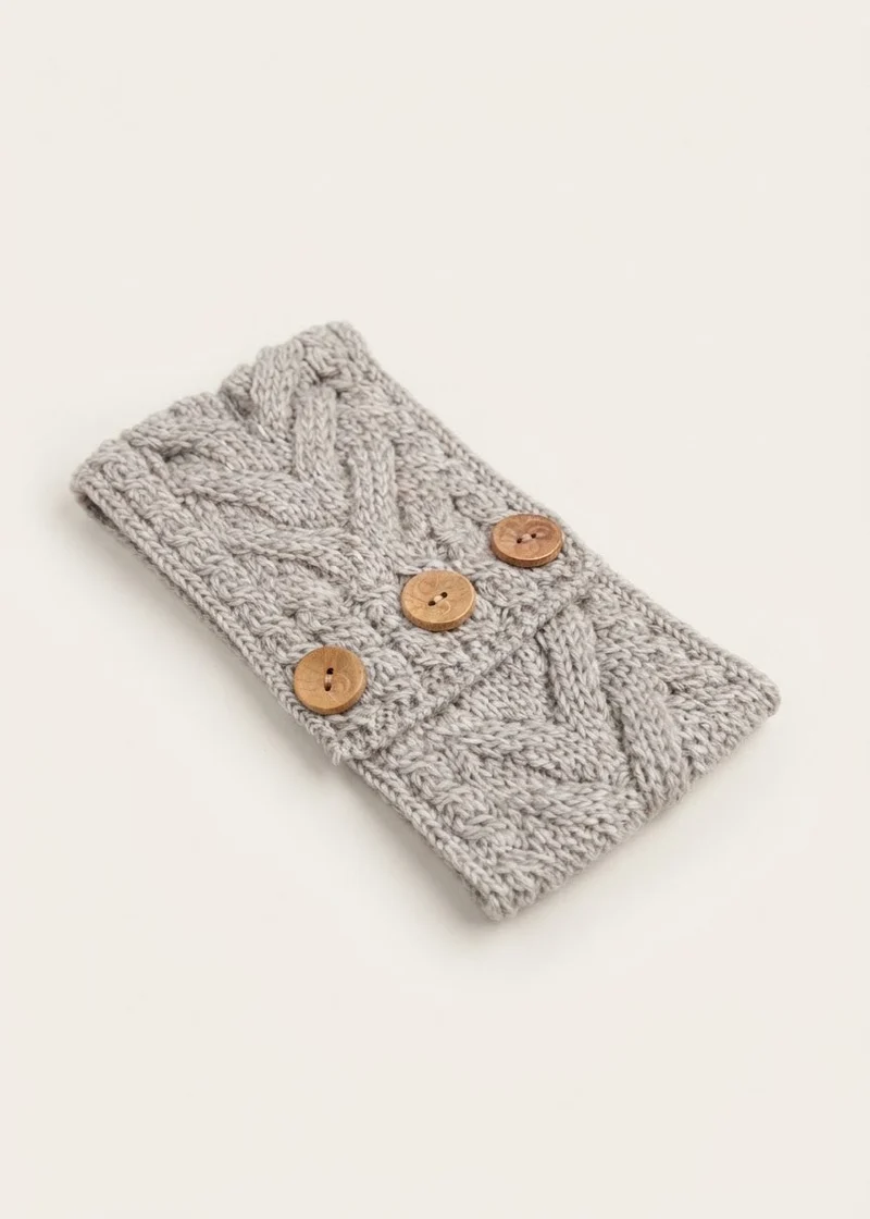Women's Aran Button Headband | Oatmeal