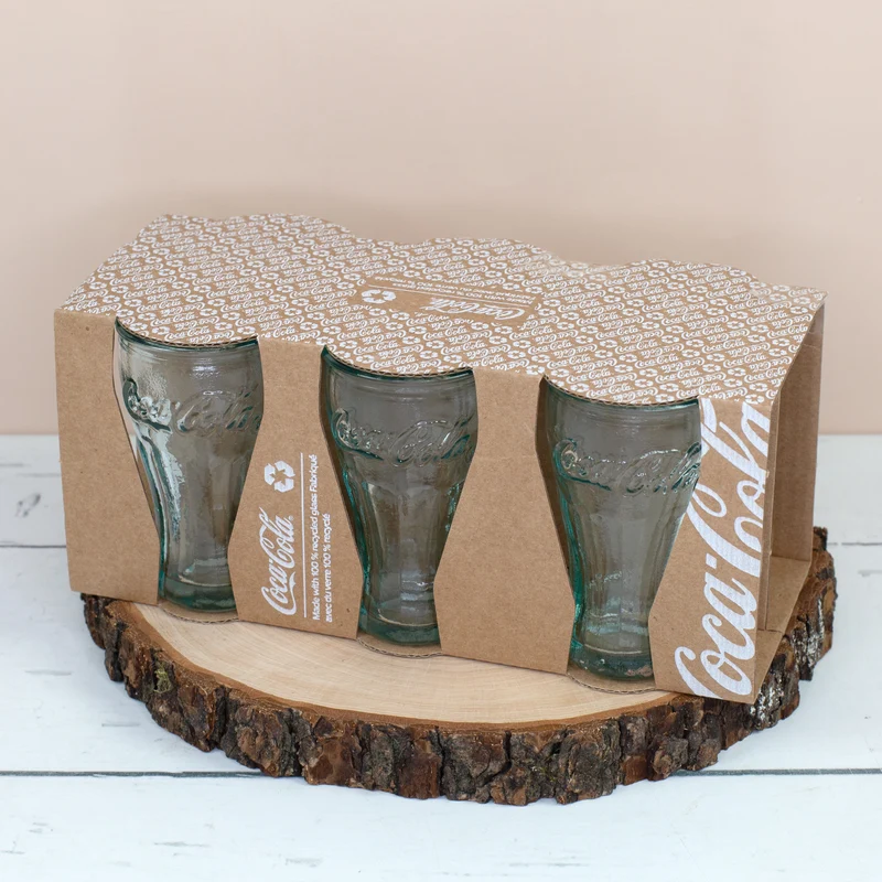 Coca Cola Schnapsgläser 6er Set handgefertigt 5cl | Retro Stamper aus recyceltem Glas