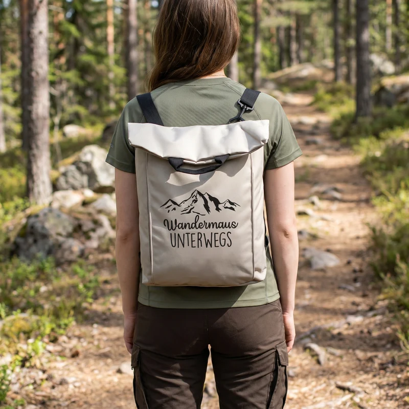 2-in-1 Rucksack & Tasche personalisiert mit Wunschtext | Geschenk mit Berg Motiv für Wandern & Urlaub
